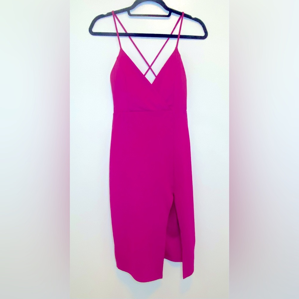 Fuchsia Strappy Evening Mini Dress (SIZE: S)